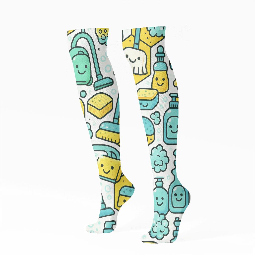 Housekeeper Cleaning Party Tessellation stylish athletic knee-high socks