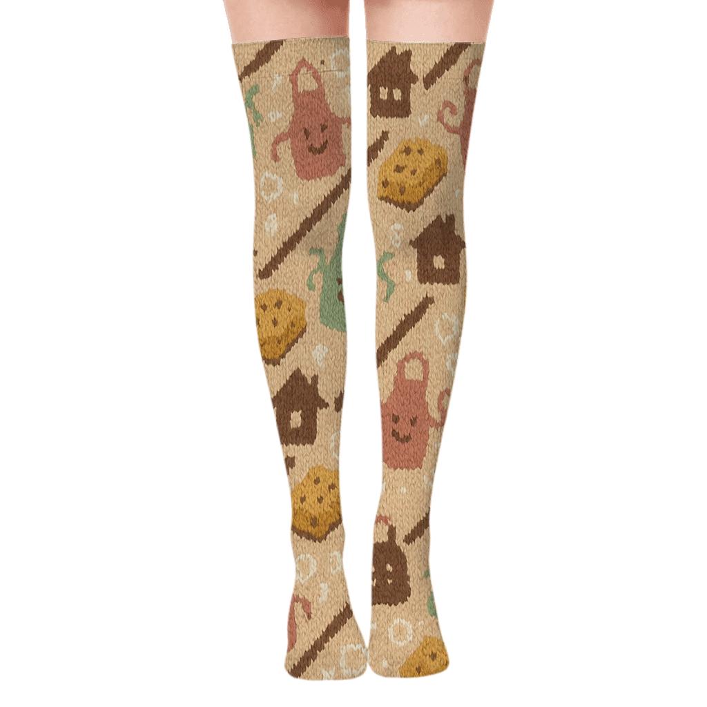 Apron Parade With Housekeeper Motifs comfortable cotton over-the-knee socks