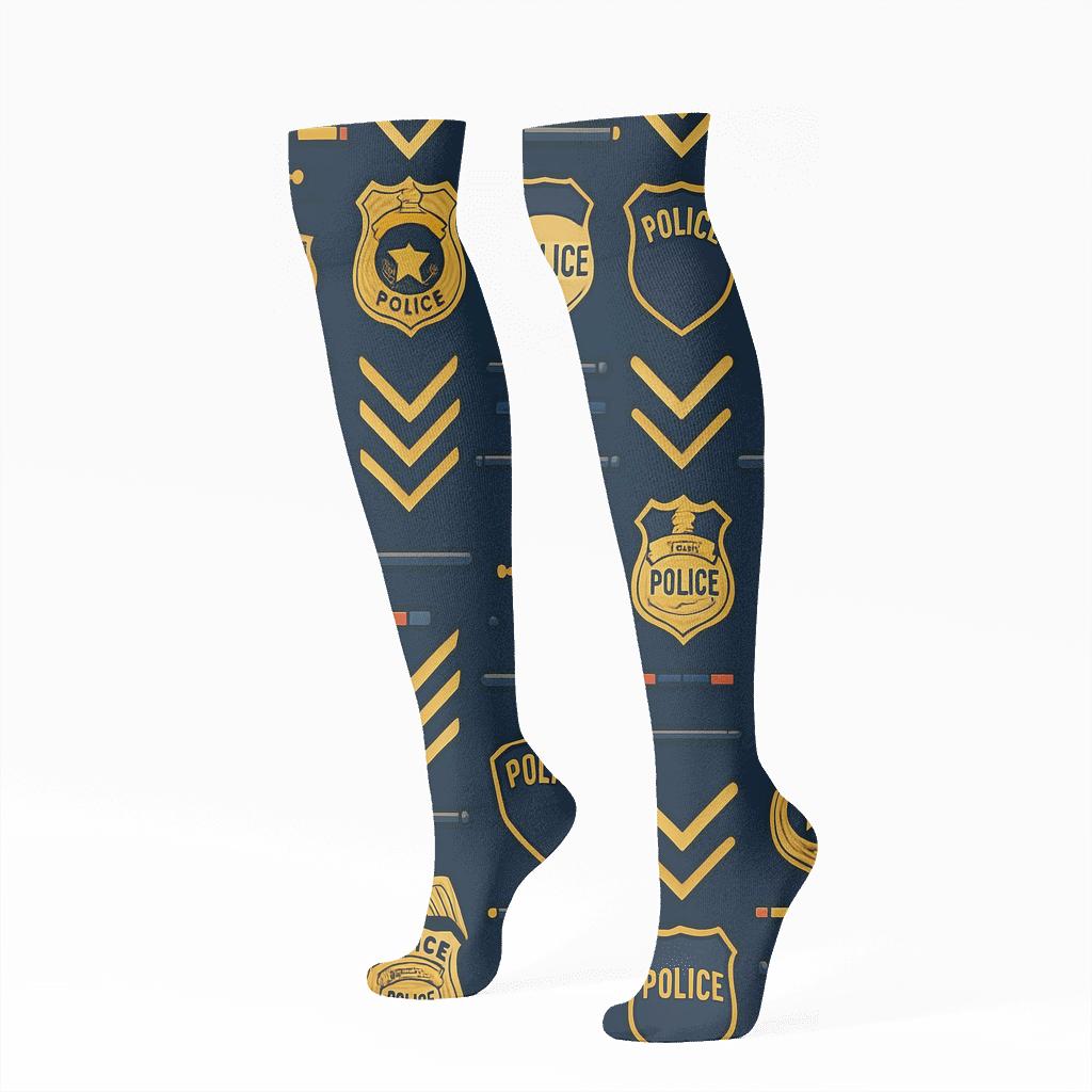 Mirrored Police Officer Insignia Bands premium sports knee-high socks