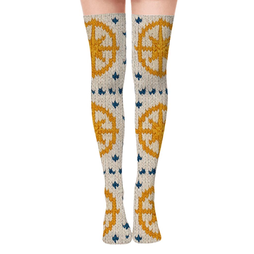 Cozy Knitted Star Band Garlands, Star Of Bethlehem stylish fashion over-the-knee socks