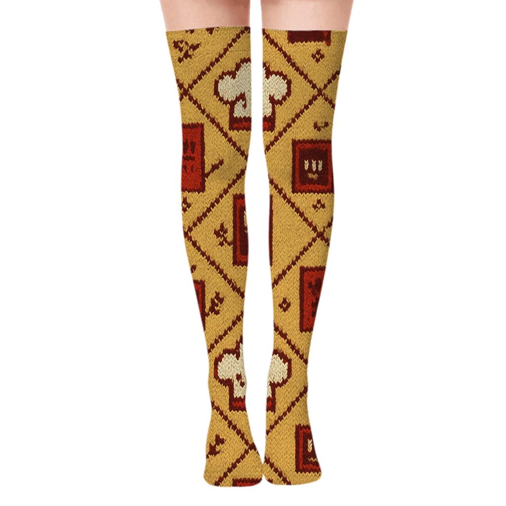 Chef Hat Ledger Grid For Restaurant Manager trendy patterned over-the-knee socks
