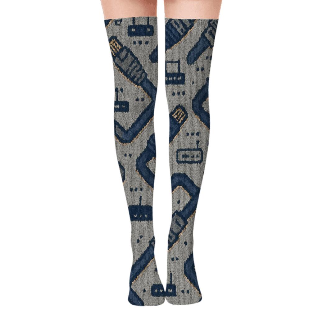 Network Administrator Cable Chevron Knit Illusion stylish fashion over-the-knee socks
