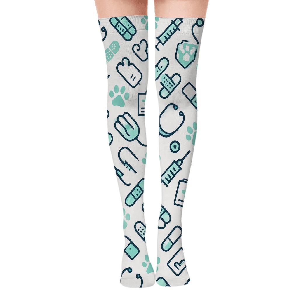 Chevron Clinic Tools With Veterinary Technician Rhythm comfortable cotton over-the-knee socks