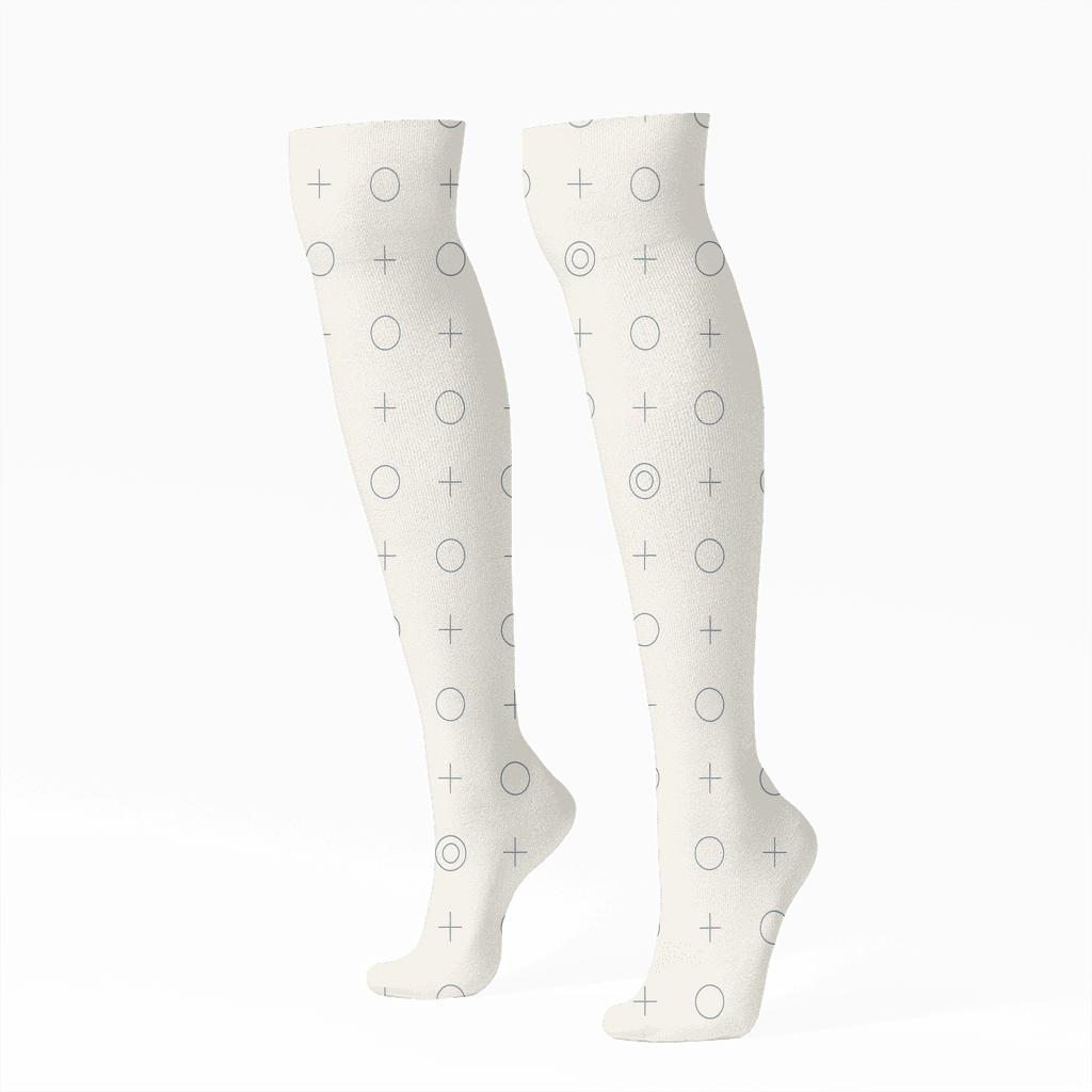 Quiet Ring Interval Grid designer print knee-high socks