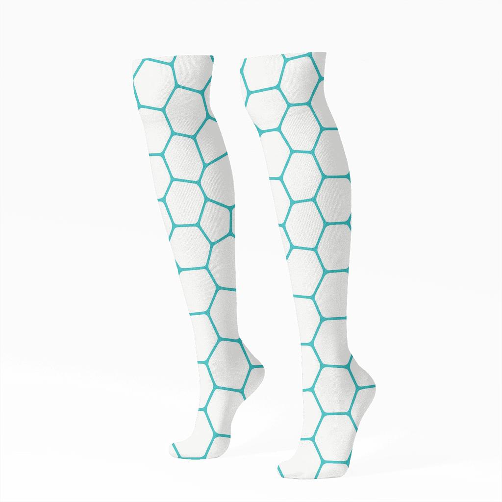 Cellular Mesh Minimal unique graphic knee-high socks