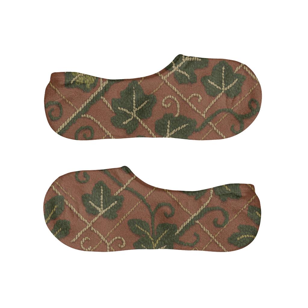 Knitted Trellis Ivy Chevron On Warm Terracotta comfortable invisible socks