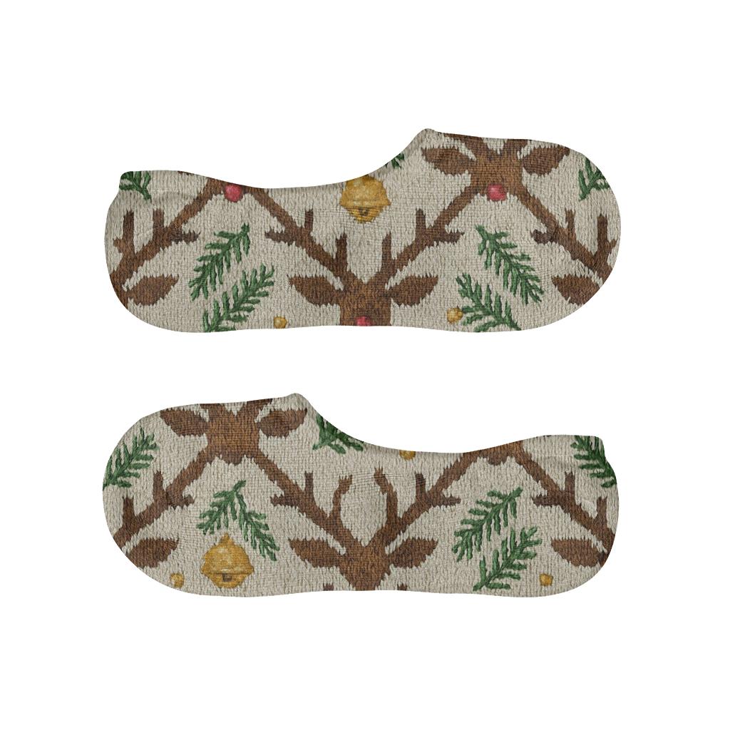 Nordic Antler Lattice Rudolph Edition anti-slip no-show socks