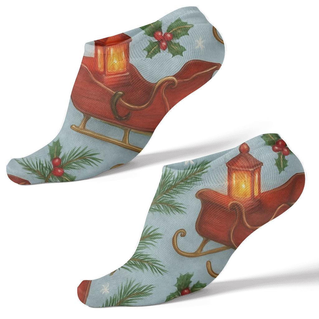 Lantern Lit Sleigh Tessellation In Icy Blue comfortable cotton ankle socks