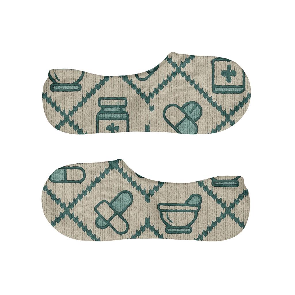 Knitted Lattice Pharmacist Motifs soft cotton no-show socks