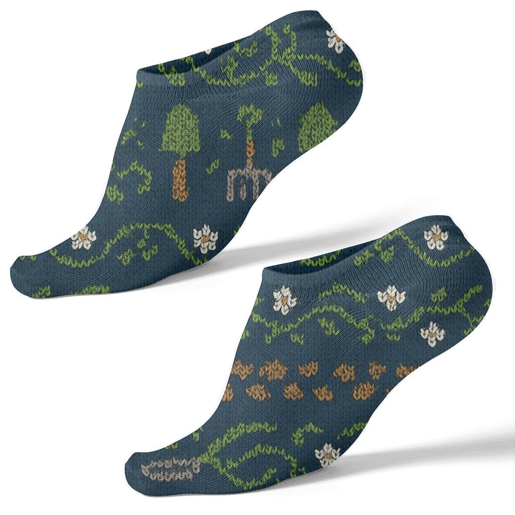 Knitted Illusion Garden Bands, Landscaper Edition unique graphic ankle socks