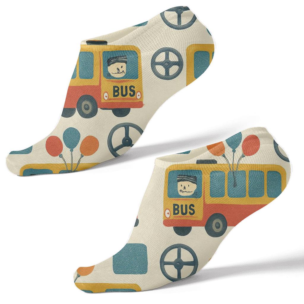 Bus Driver Parade Collage In Mustard Grid stylish athletic ankle socks