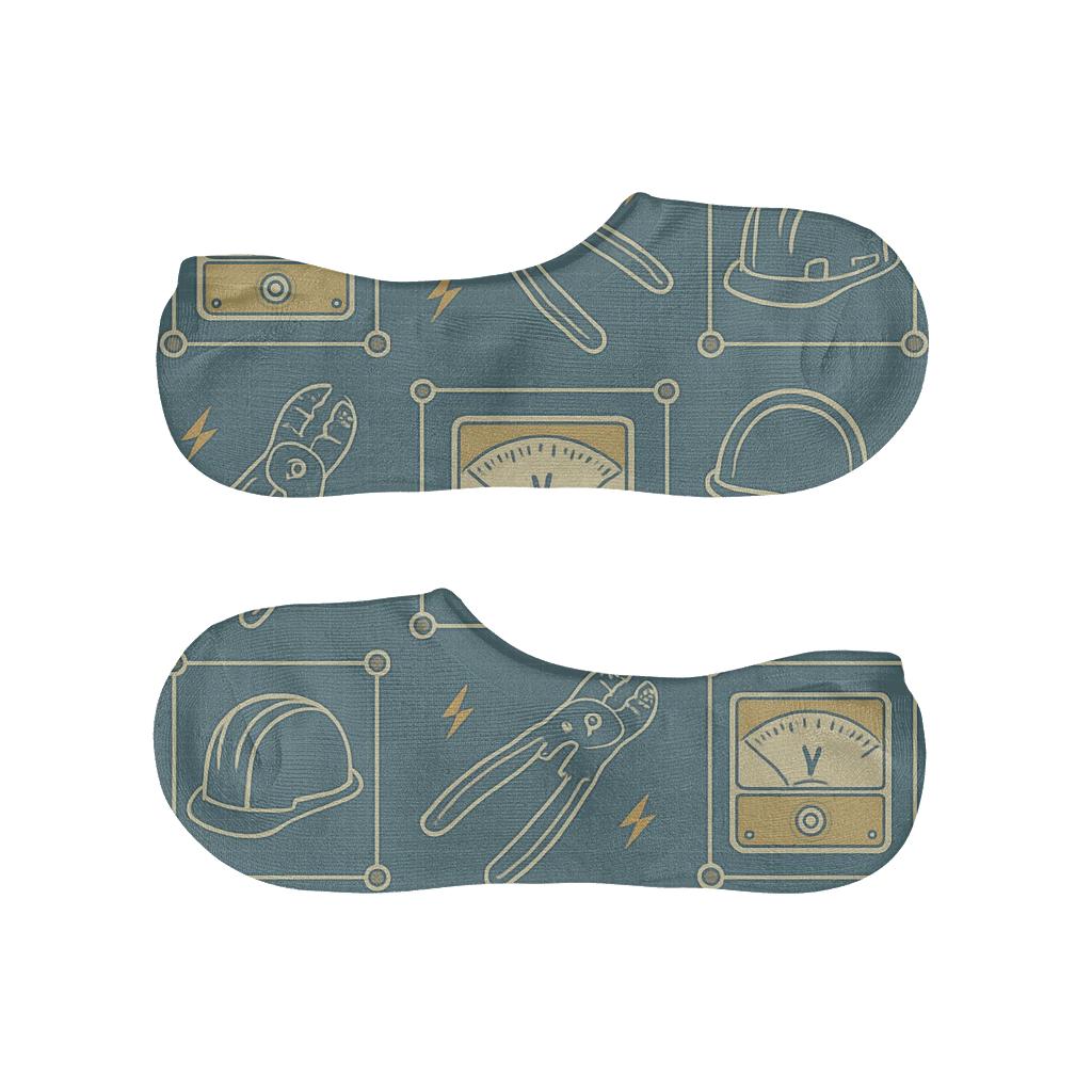 Voltage Meter Blueprint Pattern For Electrician personalized no-show socks