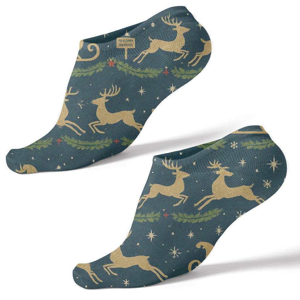 Santa Claus Sleighwave Bands On Midnight Blue custom ankle socks