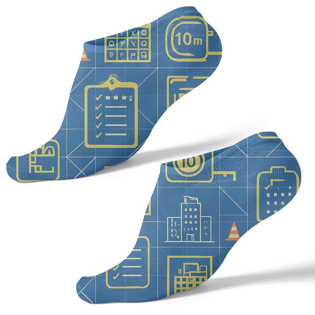 Building Inspector Blueprint Lattice Parade premium sports ankle socks