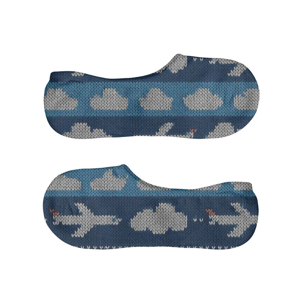 Knitted Sky Fair Isle Airplane Motif trendy no-show sock styles