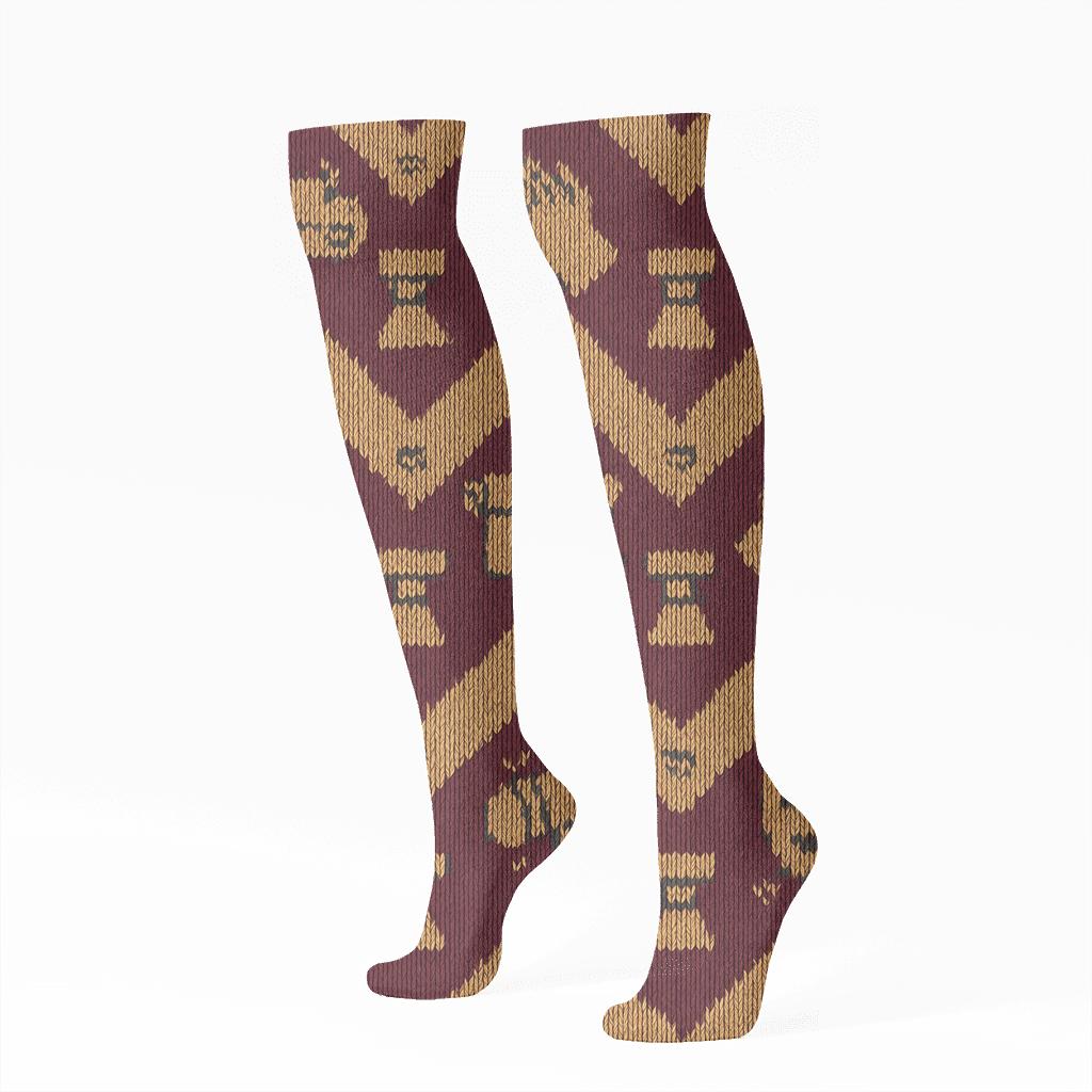 Knitted Actor Grade Applause Chevron unique graphic knee-high socks
