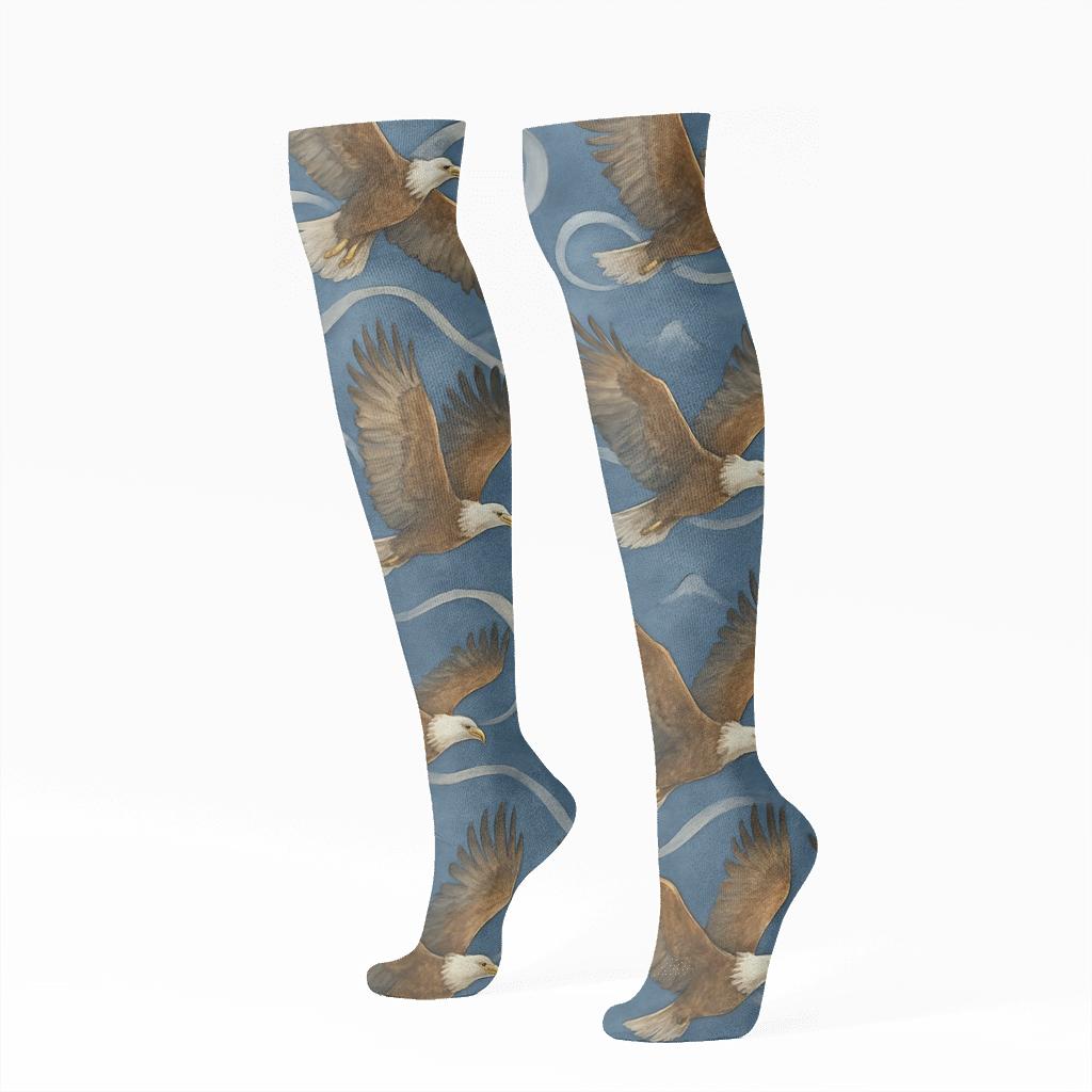 Painted Sky Study Eagle Flight Wave personalized knee-high socks