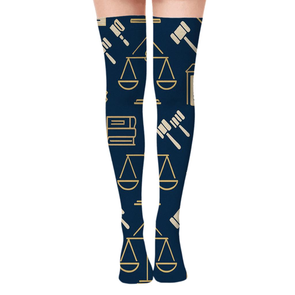 Tessellated Court Motifs For The Lawyer designer print over-the-knee socks