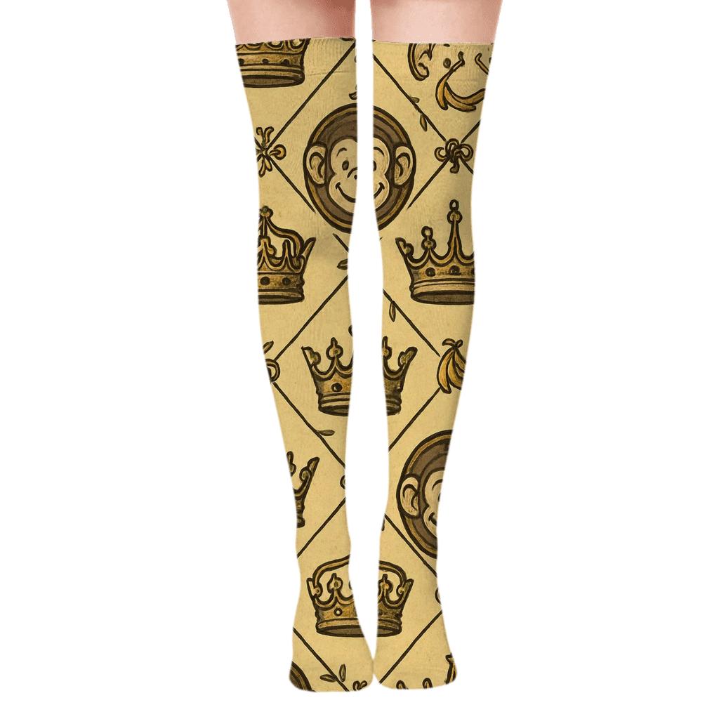 Monkey-Crown Lattice Parade trendy patterned over-the-knee socks