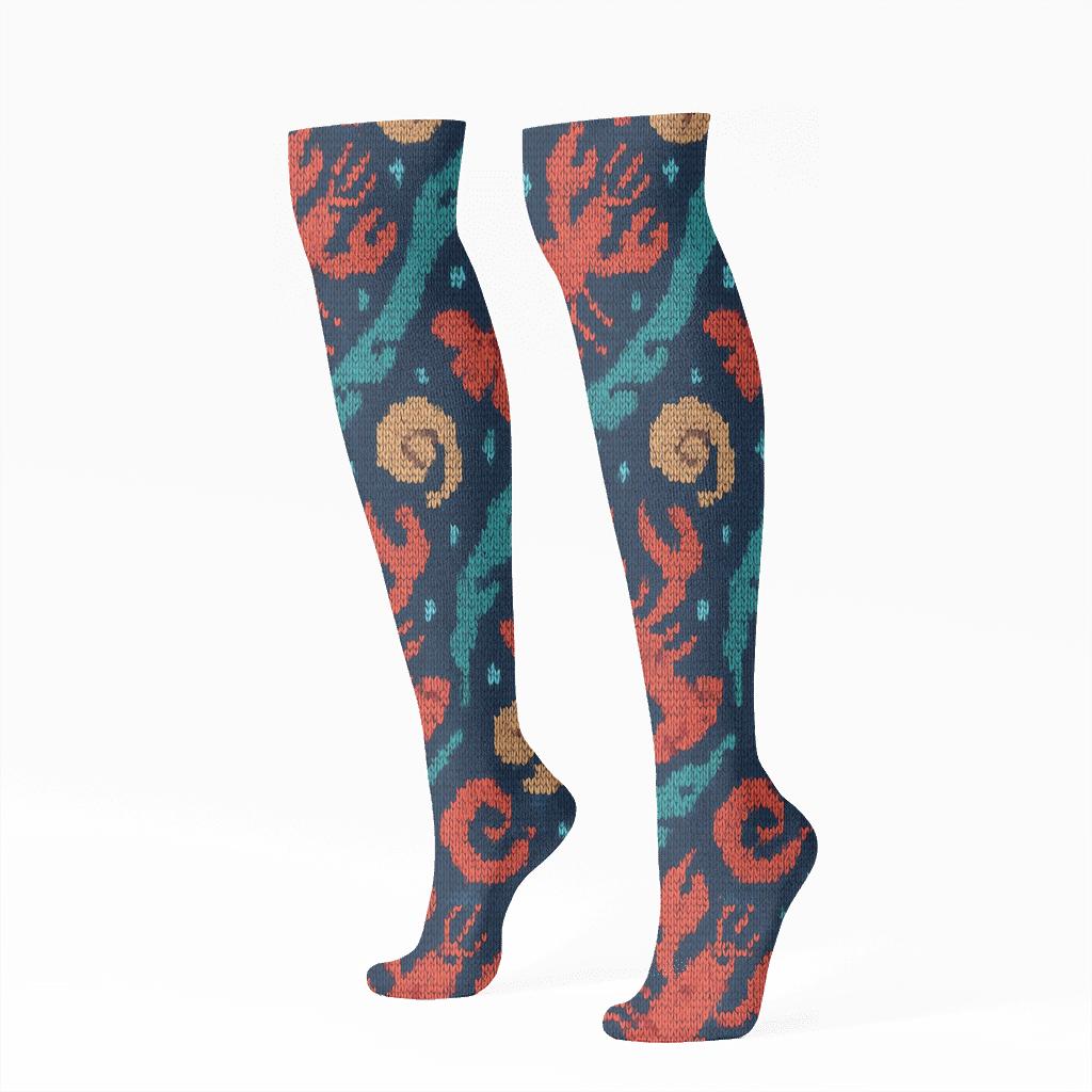 Knitted Illusion Lobster Reef Rhythm personalized knee-high socks