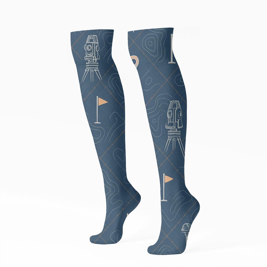 Surveyor-Blueprint Contour Lattice custom knee-high socks
