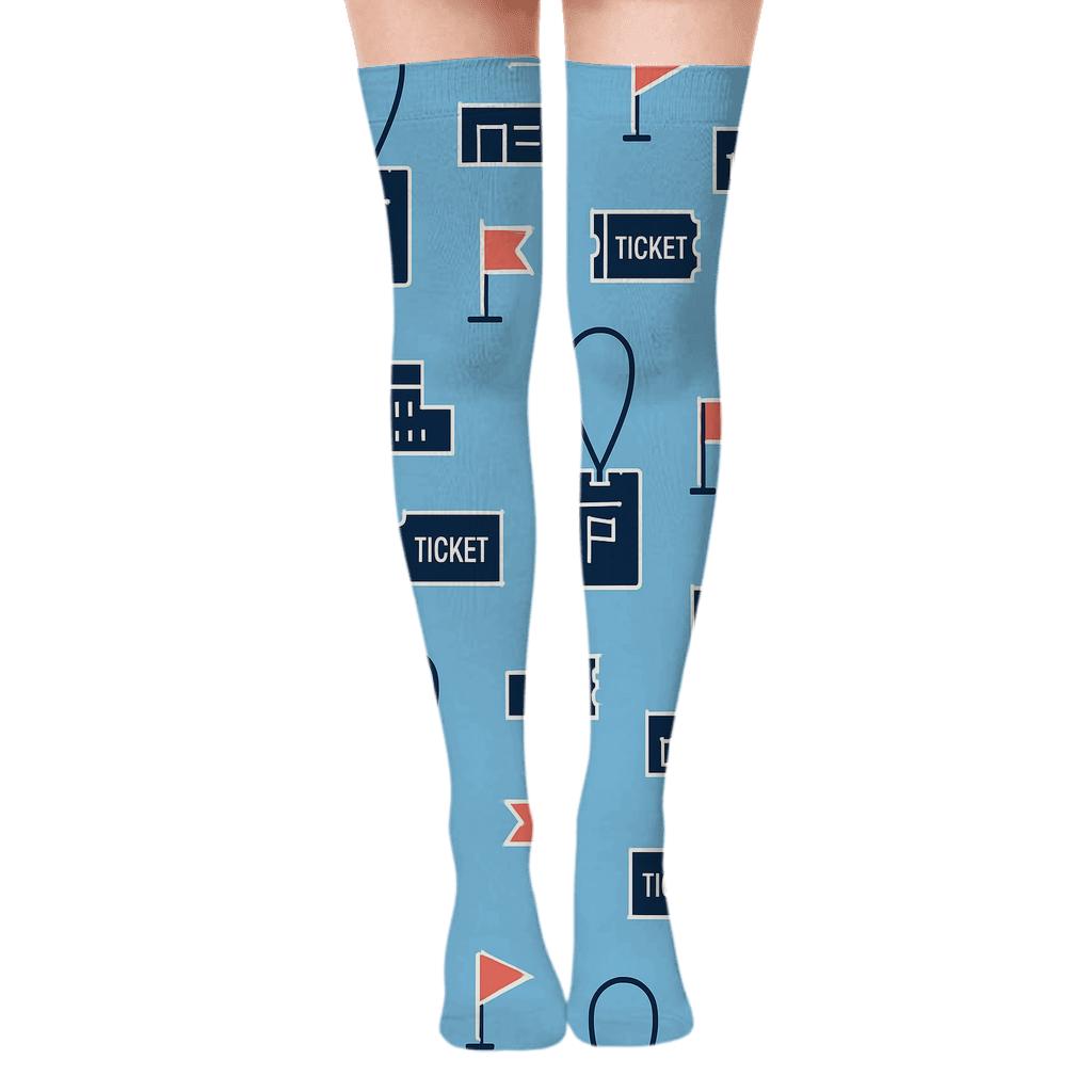 City Lanyard Geometry, Tour Guide Edition personalized over-the-knee socks