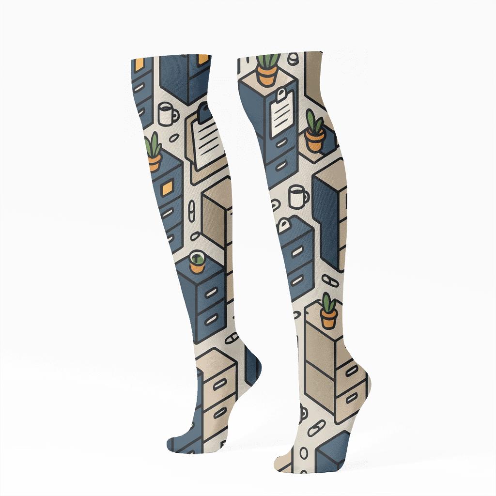 Filing Cabinet Tessellation For Store Manager personalized knee-high socks