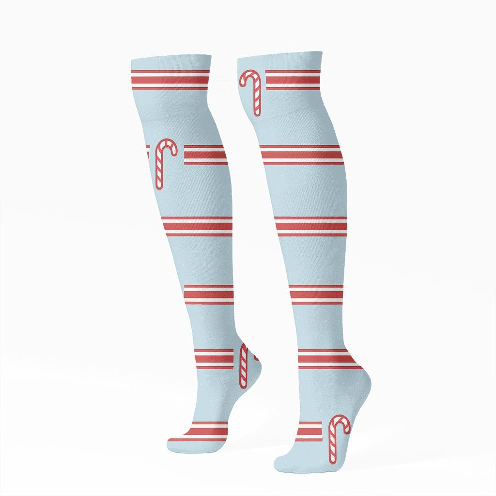 Minimal Candy Canes Stripe Interrupt Bands In Icy Blue premium sports knee-high socks