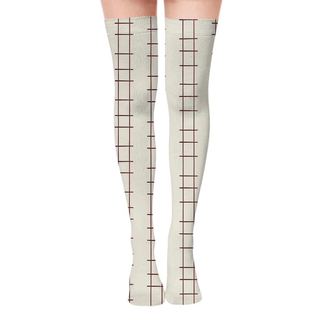 Ladder Line Shift designer print over-the-knee socks