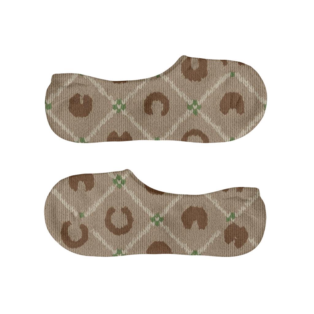 Knitted Illusion Pony Hoofprint Lattice soft cotton no-show socks