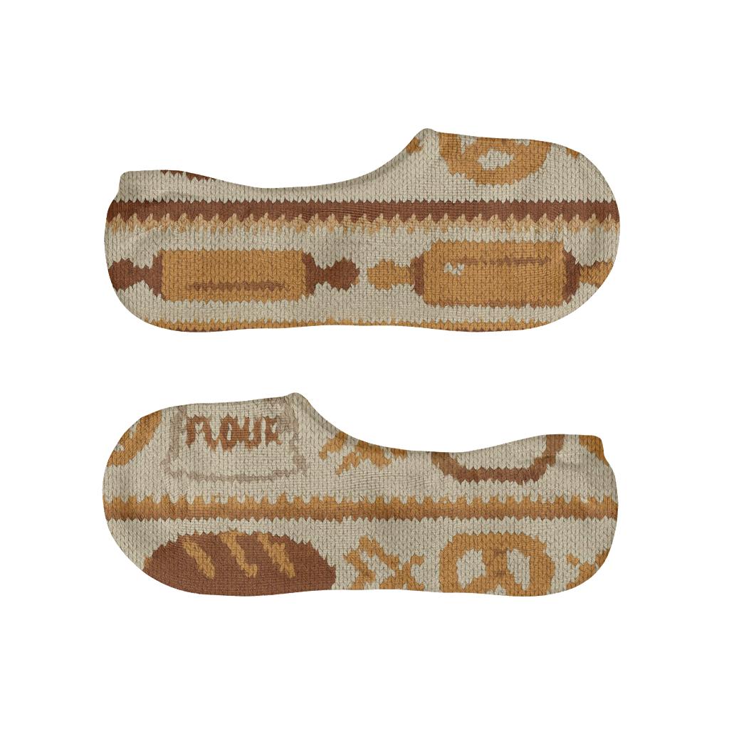 Knitted Baker Bread Band Tessellation soft cotton no-show socks