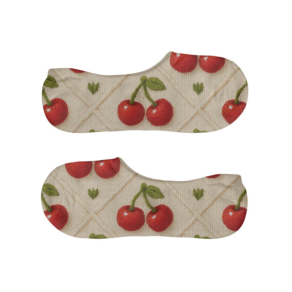 Knitted Illusion Cherry Lattice Repeat anti-slip no-show socks