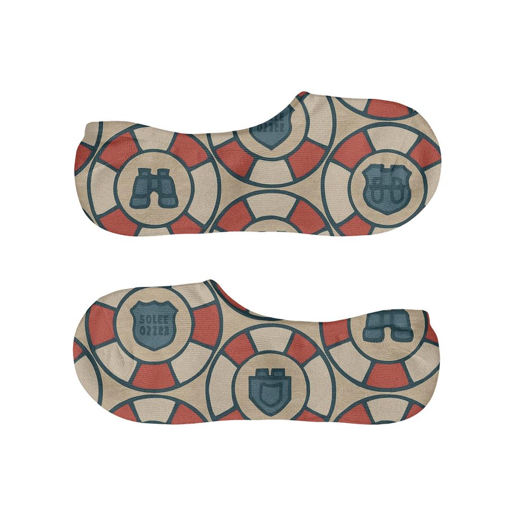 Tessellated Rescue Rings With Coast Guard Officer Details anti-slip no-show socks