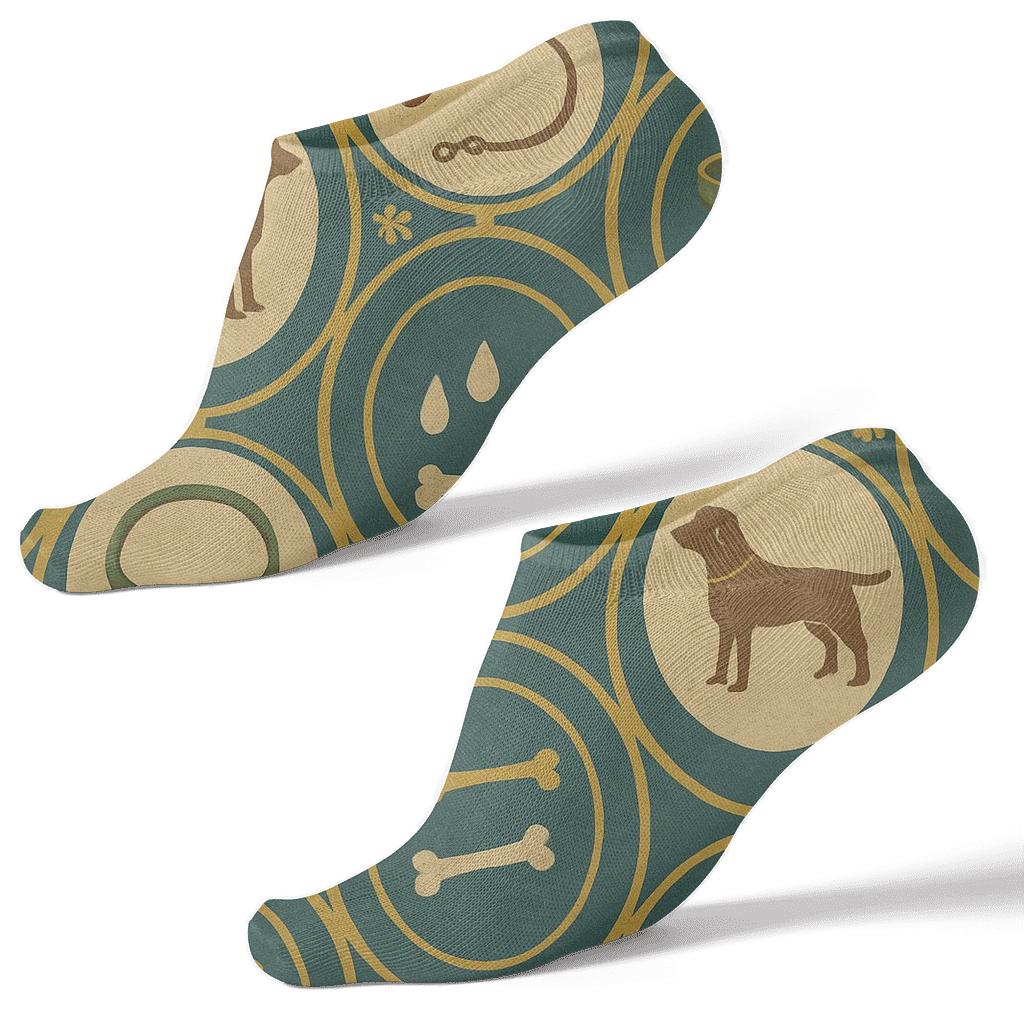 Park Collage With Labrador Retriever Silhouettes designer print ankle socks