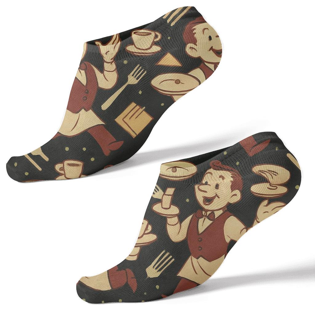 Diner Poster Waiter Tessellation trendy patterned ankle socks