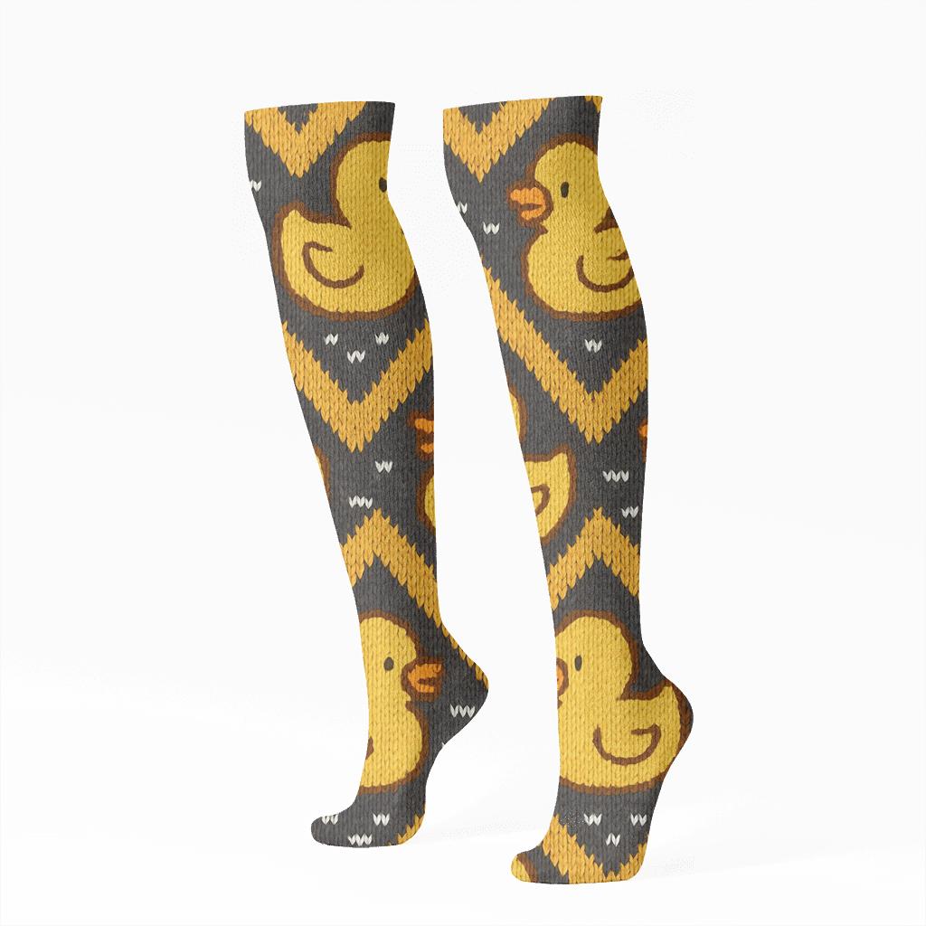Duck Chevron Quack Knit Illusion personalized knee-high socks