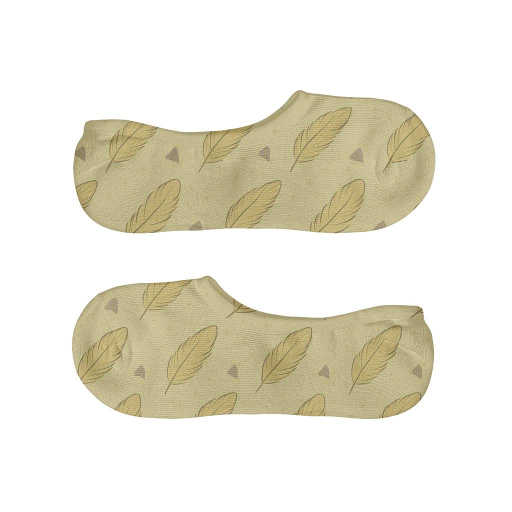 Canary Feather Dot Matrix On Pastel Yellow Background comfortable low-cut socks