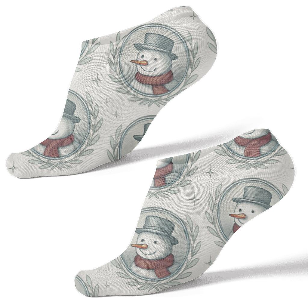 Snowman Medallion Tessellation, Xmas Chic custom ankle socks