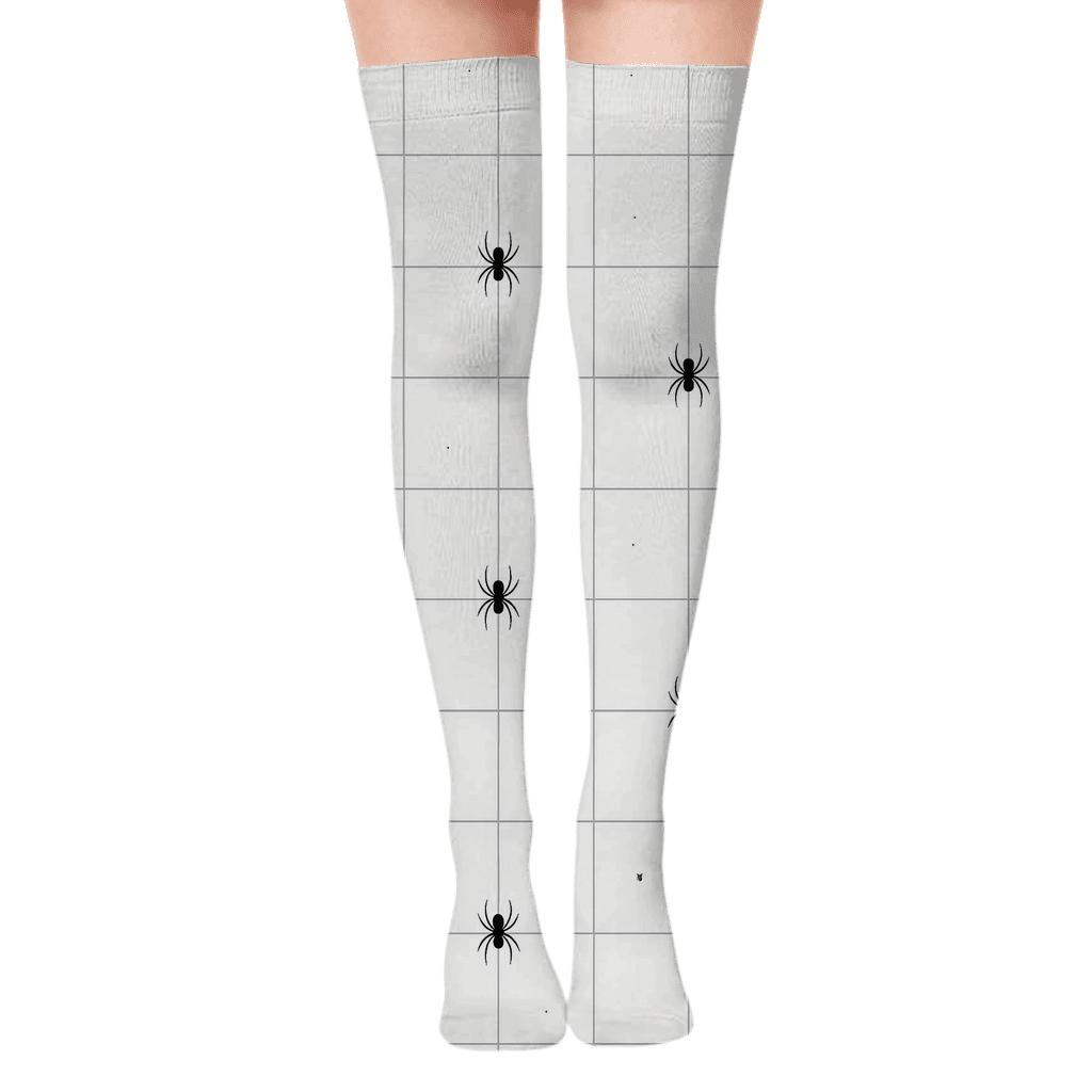 Minimalist Grid With Spider Silhouette Accents soft everyday over-the-knee socks