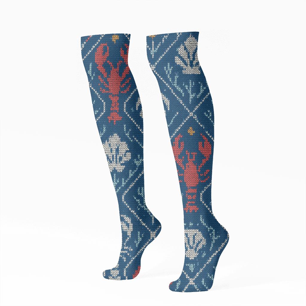 Lobster-Crafted Knitted Reef Tessellation premium sports knee-high socks