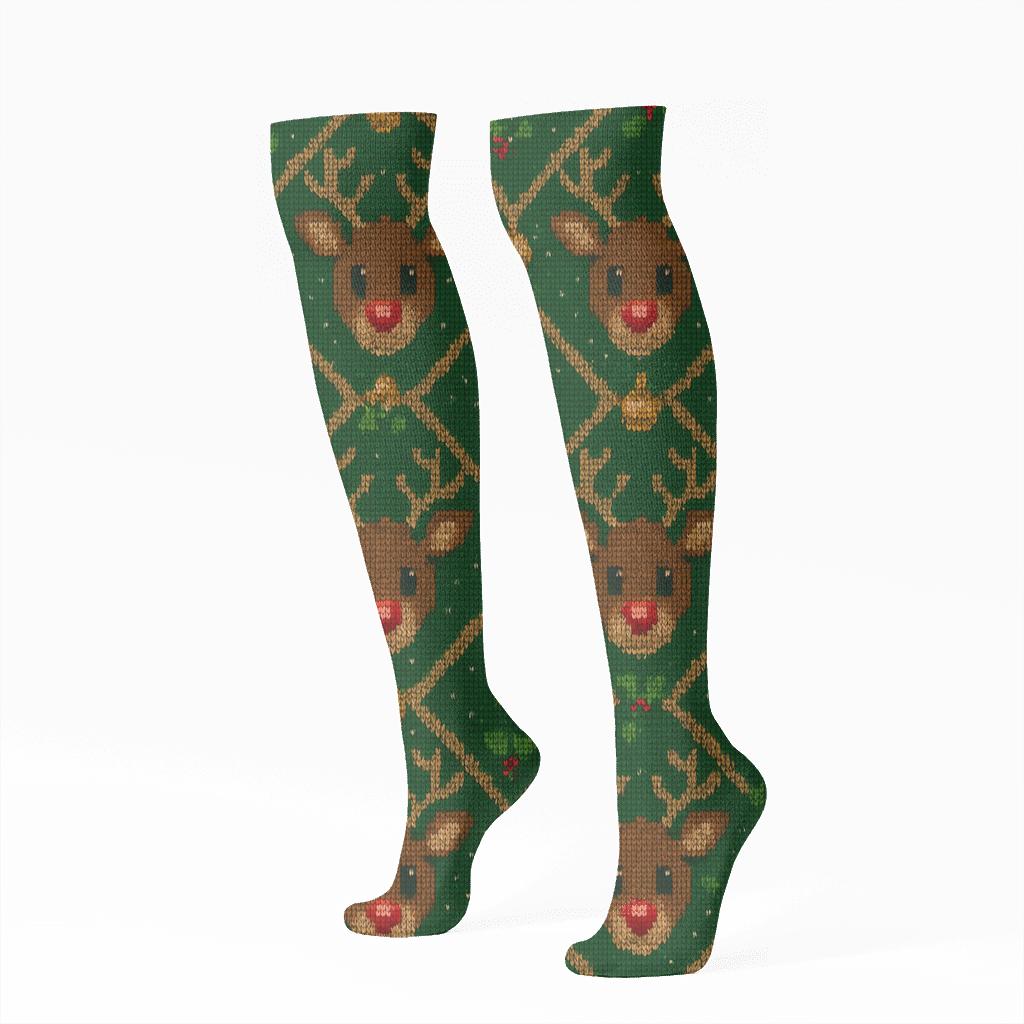 Rudolph Aurora Antler Lattice personalized knee-high socks