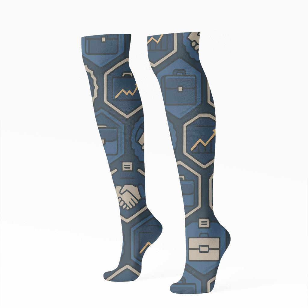 Salesperson Deal Seal Tessellation designer print knee-high socks