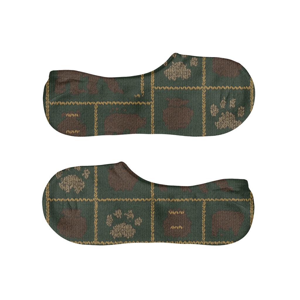 Knitted Lodge Bear Pattern Illusion breathable no-show socks
