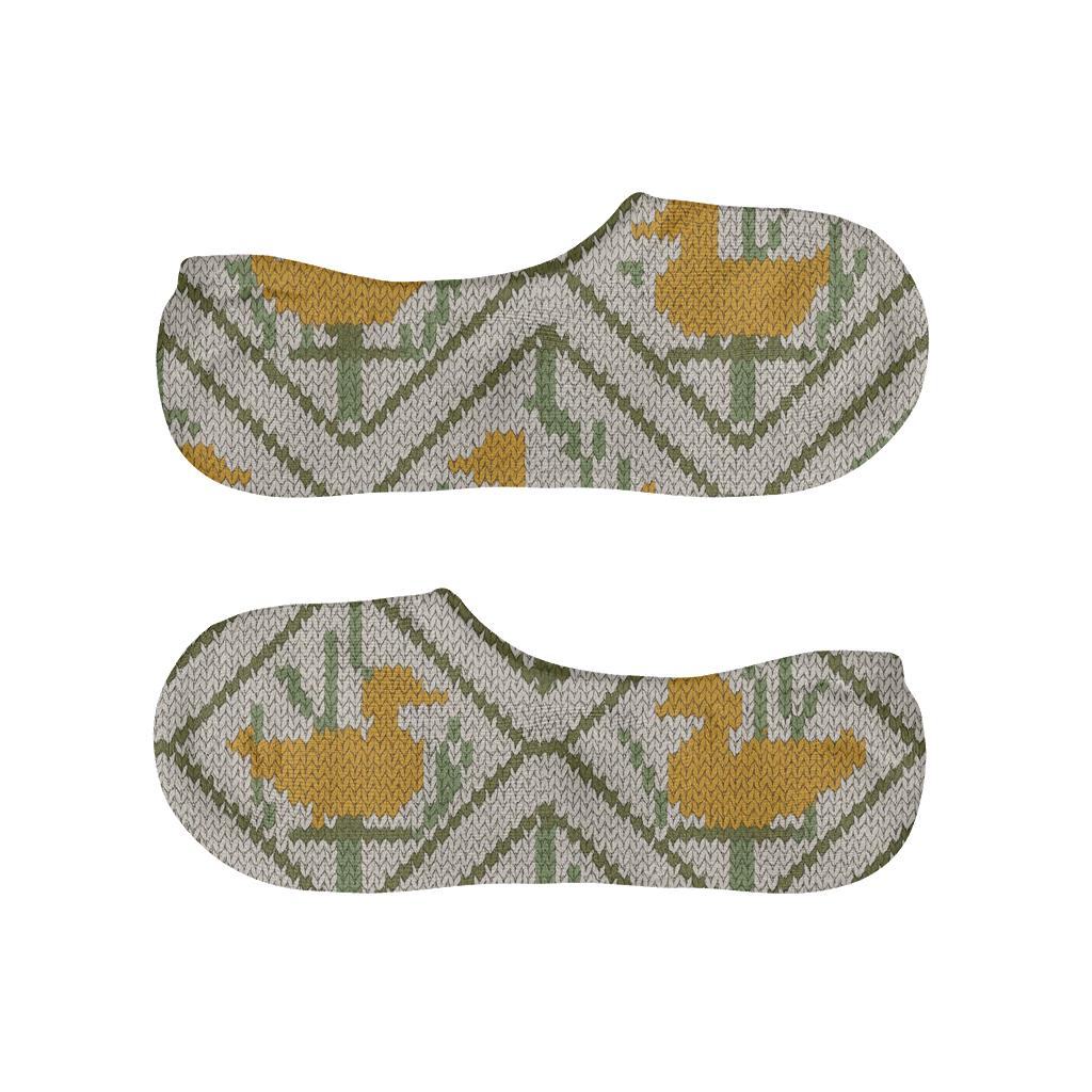 Knitted Reed Lattice With Duck Silhouettes soft cotton no-show socks