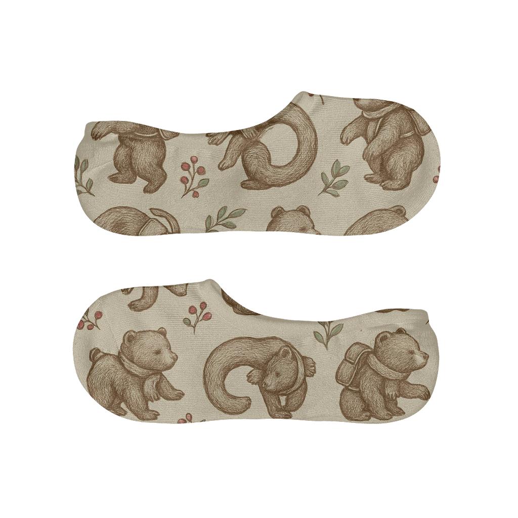 Botanical Poster Grid With Bear Cub Scenes personalized invisible socks
