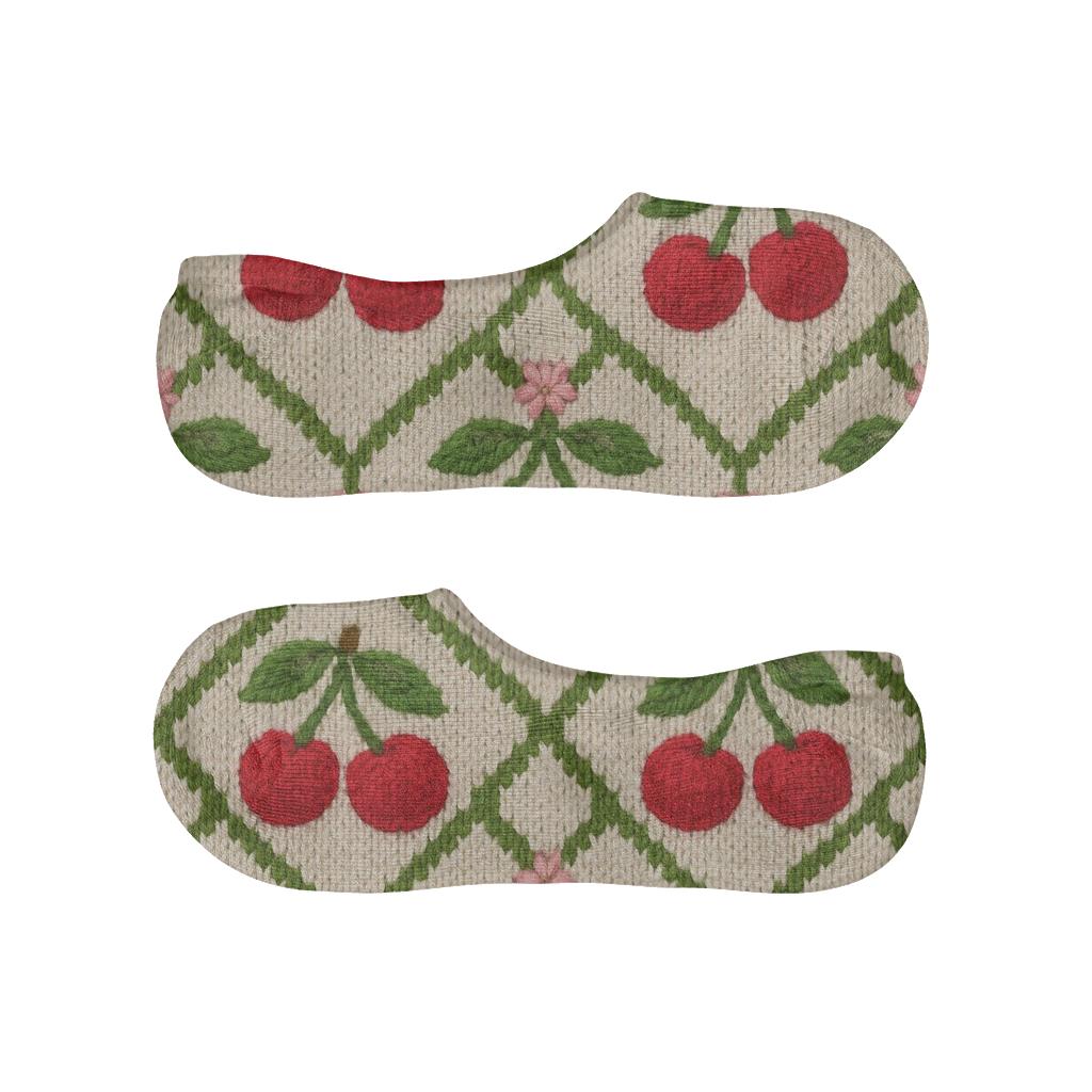 Knitted Illusion Cherry Lattice anti-slip no-show socks