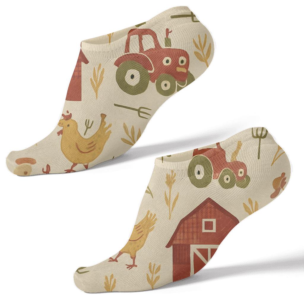 Patchwork Barn Dance Farmer Collage stylish athletic ankle socks