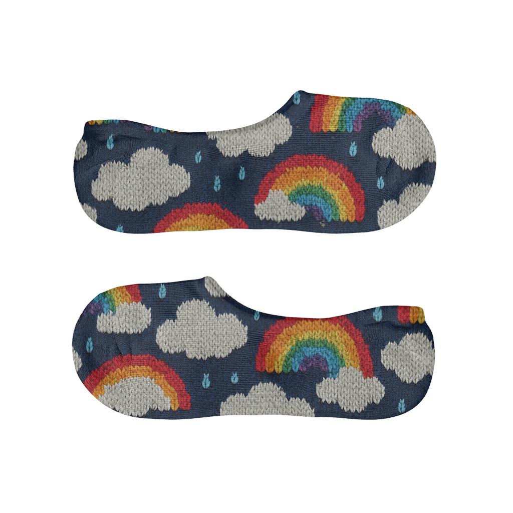 Knitted Rainbow Ribbing And Cloud Purl Tiles comfortable invisible socks