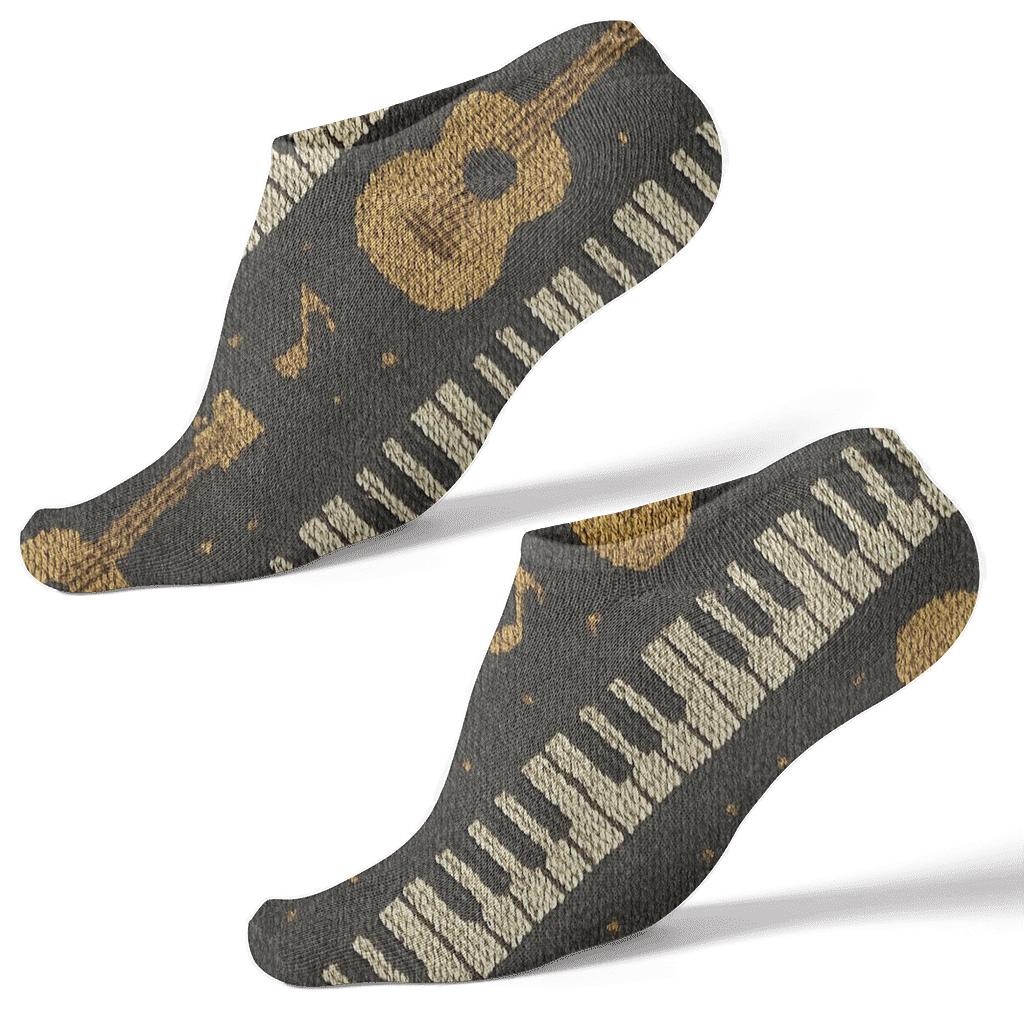 Musician Knit Pattern Illusion personalized ankle socks