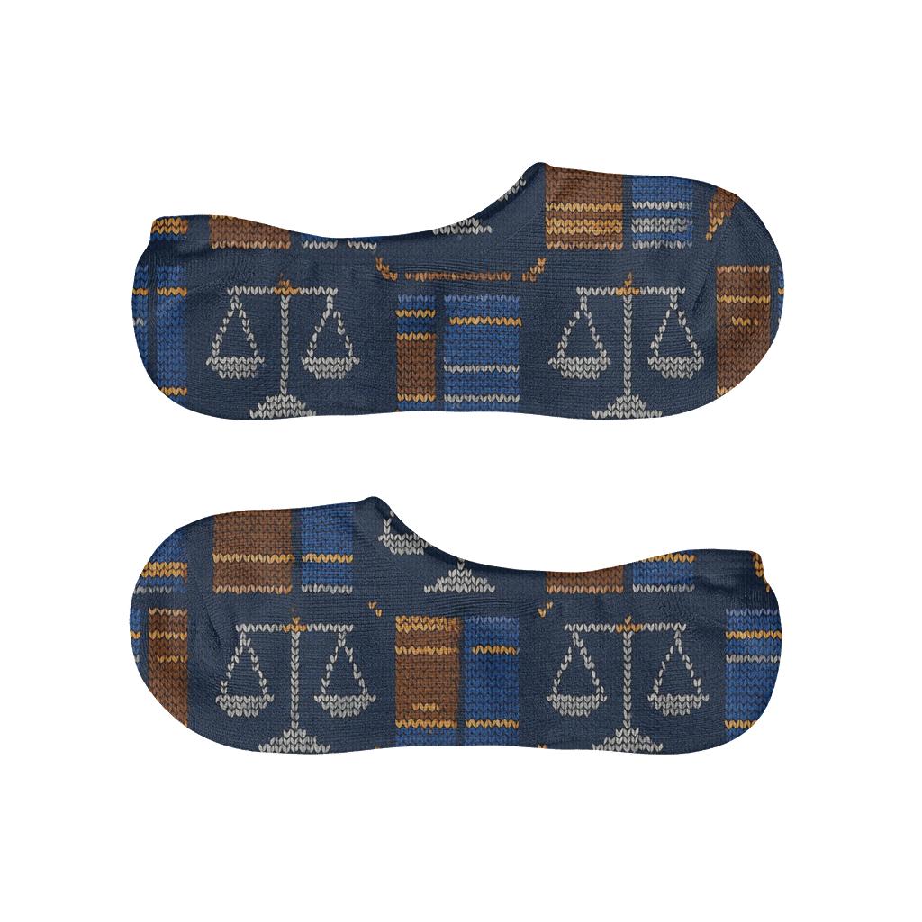 Paralegal Knitted Lattice Of Books And Scales custom no-show socks